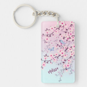 Cherry Blossoms Landscape Key Ring