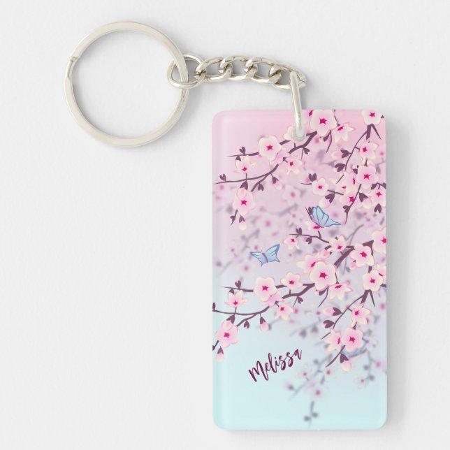 Cherry Blossoms Landscape Key Ring (Front)