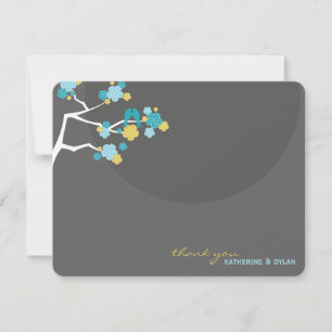 Cherry Blossoms Love Birds Wedding Thank You Card