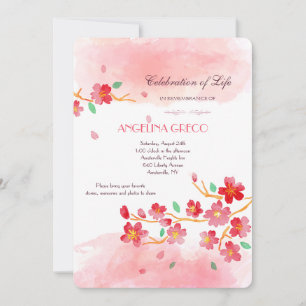 Cherry Blossoms Memorial Service Invitation