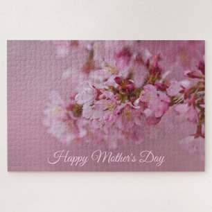 Cherry Blossoms Mother's Day Pale Pink Reflections Jigsaw Puzzle