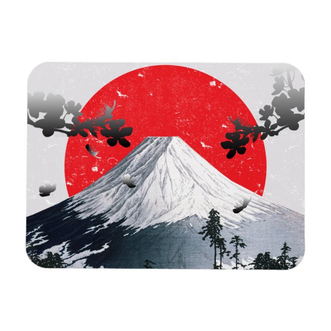 Cherry Blossoms Mount Fuji Japan Magnet (Horizontal)