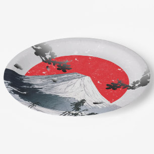 Cherry Blossoms Mount Fuji Japan Paper Plate