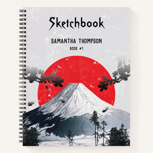 Cherry Blossoms Mount Fuji Japan Sketchbook Notebook (Front)