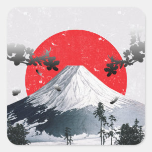 Cherry Blossoms Mount Fuji Japan Square Sticker