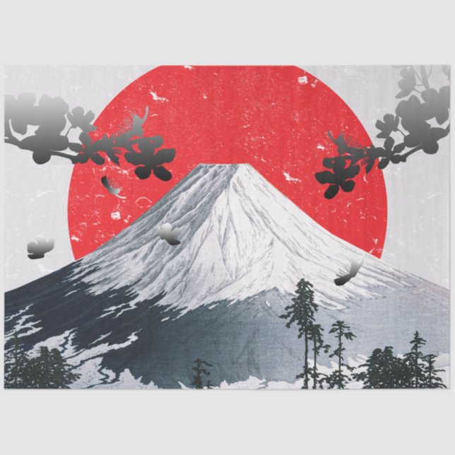 Cherry Blossoms Mount Fuji Japan Tissue Paper (Front)