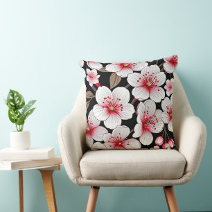 Cherry blossoms on black cushion