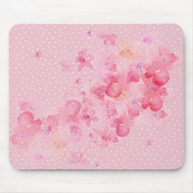 Cherry Blossoms on Dots Mouse Mat (Front)