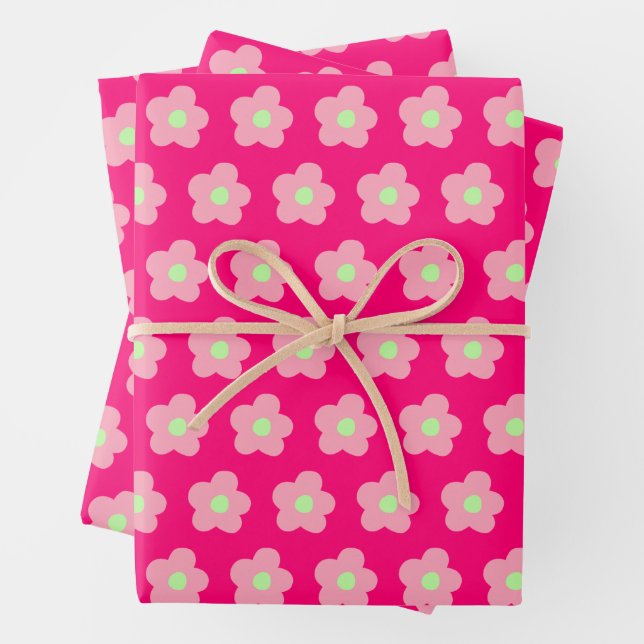 Cherry Blossoms on Pink Wrapping Paper Sheet (In situ)