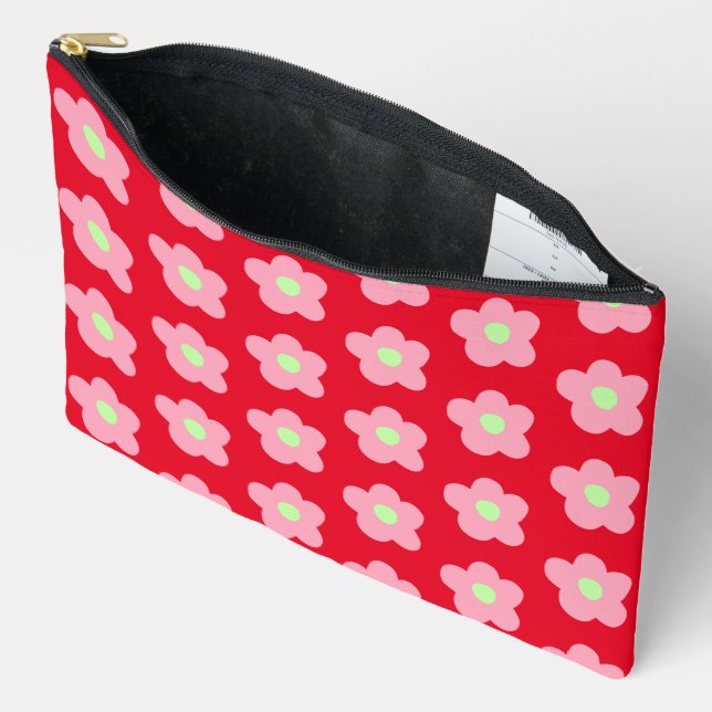 Cherry Blossoms on Red Accessory Pouch (Open)