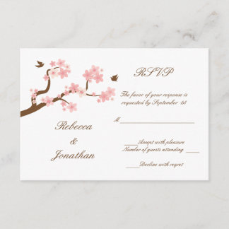 Cherry Blossoms on white RSVP