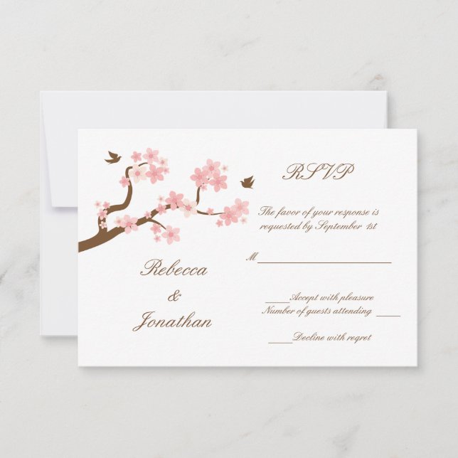 Cherry Blossoms on white RSVP (Front)