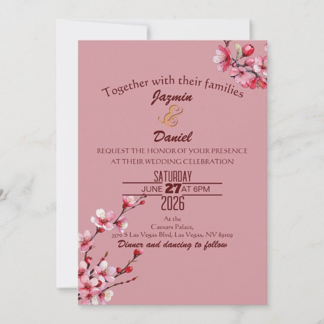 Cherry Blossoms Pastel Pink  Invitation (Front)