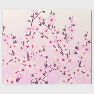 Cherry Blossoms Pattern Pink Floral Wrapping Paper