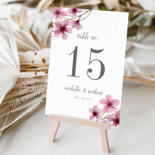 Cherry Blossoms   Personalised Table Number Card