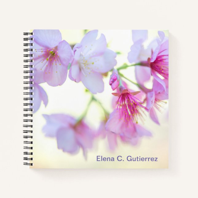 Cherry Blossoms Pink and White Personalised Notebook (Front)