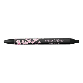 Cherry Blossoms Pink Black Business Ink Pen