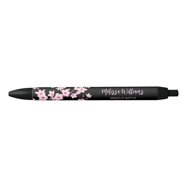 Cherry Blossoms Pink Black Business Ink Pen (Front)