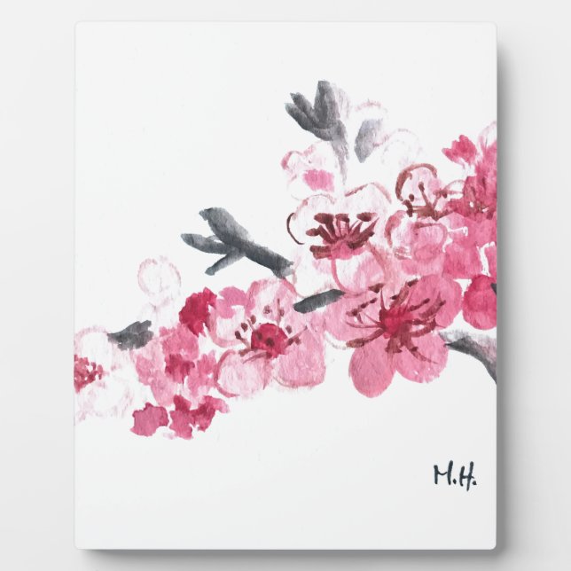 Cherry blossoms pink flowers plaque (Front)