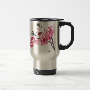 Cherry blossoms pink flowers travel mug