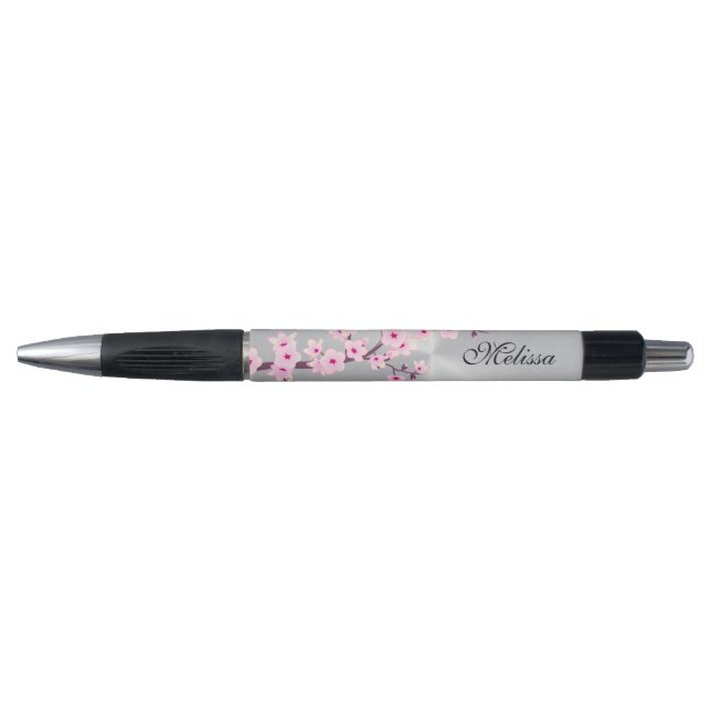 Cherry Blossoms  Pink Silver Monogram (Front)