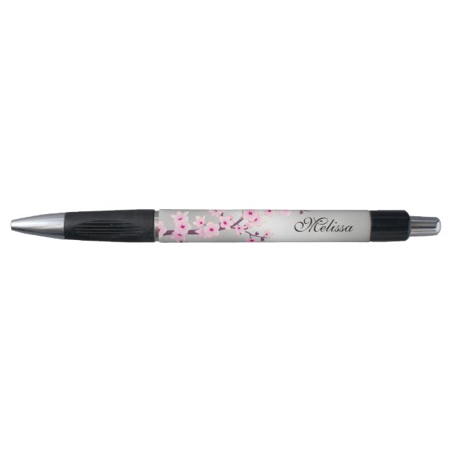 Cherry Blossoms  Pink Silver Monogram (Front)