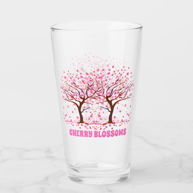 Cherry Blossoms Pink Snow Globe Glass (Front)