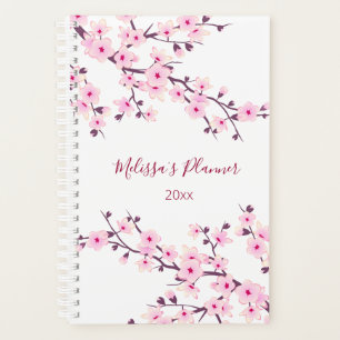 Cherry Blossoms Pink White Add Name And Year Planner