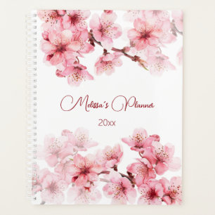 Cherry Blossoms Pink White Custom Planner