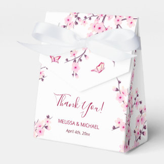 Cherry Blossoms Pink White Custom Wedding Favour Box