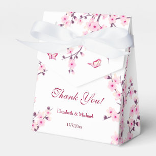 Cherry Blossoms Pink White Custom Wedding Favour Box