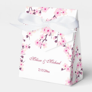 Cherry Blossoms Pink White Customisable Wedding Favour Box