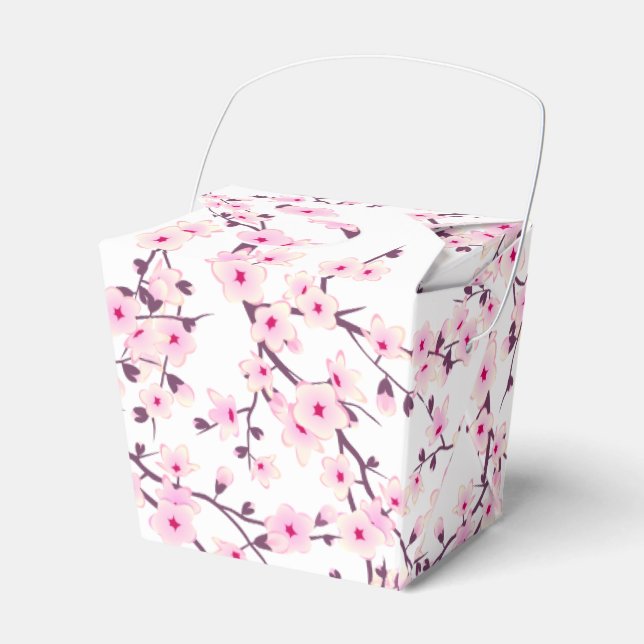 Cherry Blossoms Pink White Floral Favour Box (Front Side)