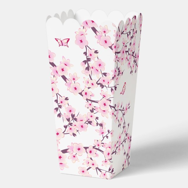 Cherry Blossoms Pink White Floral Favour Box (Back)
