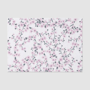 Cherry Blossoms Pink White Floral Pattern Tissue Paper