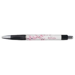 Cherry Blossoms Pink White Monogram
