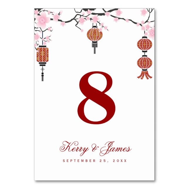 Cherry blossoms & Red Lanterns | Table Card (Front)