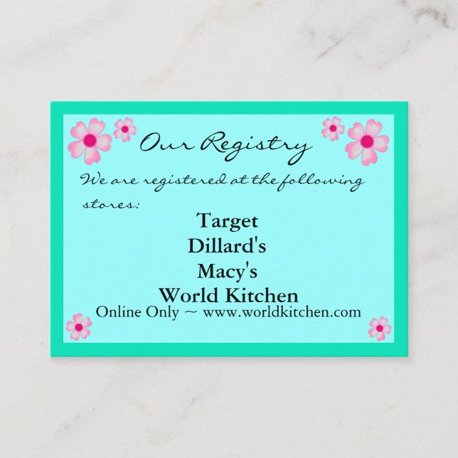 CHERRY BLOSSOMS Registry/RSVP Cards (Front)