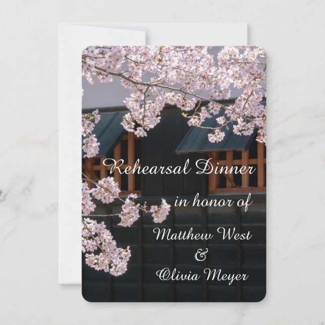 Cherry Blossoms Rehearsal Dinner Invitations (Front)