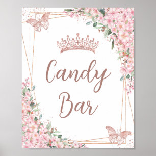 Cherry Blossoms Rose Gold Butterflies Candy Bar Poster
