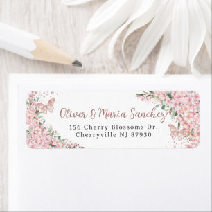 Cherry Blossoms Rose Gold Butterflies Quinceanera