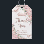 Cherry Blossoms Rose Gold Butterflies Quinceañera  Gift Tags<br><div class="desc">Personalise these pretty cherry blossoms Quinceañera / Sweet 16 birthday favour tags easily and quickly. Simply click the customise it further button to edit the texts, change fonts and fonts colours. Featuring beautiful watercolor cherry blossoms flowers, rose gold butterflies and a rose gold princess crown. Matching items available in store....</div>