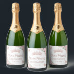 Cherry Blossoms Rose Gold Butterflies Quinceañera Sparkling Wine Label<br><div class="desc">Personalise these pretty cherry blossoms Quinceañera / Sweet 16 birthday sparkling wine bottle sticker labels easily and quickly. Simply click the customise it further button to edit the texts, change fonts and fonts colours. Featuring beautiful watercolor cherry blossoms flowers, rose gold butterflies and a rose gold princess crown. Matching items...</div>