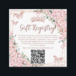 Cherry Blossoms Rose Gold Quinceanera QR Gift  Enclosure Card<br><div class="desc">Elegant Cherry Blossoms Square QR Code Gift Registry Enclosure Cards. Personalise them easily and quickly, simply click the customise it further button to edit the texts, change fonts and fonts colours. Featuring beautiful watercolor cherry blossoms flowers, rose gold butterflies and a rose gold geometric frame. Matching items available in store....</div>