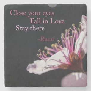 Cherry Blossoms Rumi Quote Stone Coaster