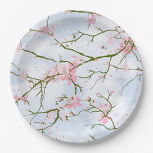 Cherry blossoms Sakura Floral Garden Party Wedding Paper Plate