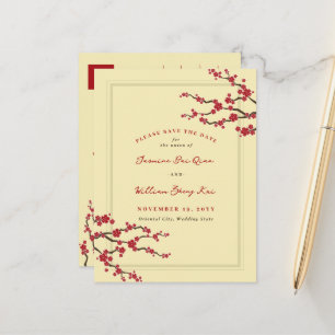 Cherry Blossoms Sakura Flowers Tree Save The Date Announcement Postcard