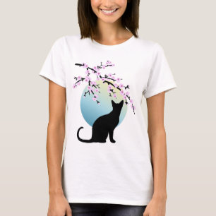 Cherry Blossoms SAKURA Full Moon Cat 3 T-Shirt