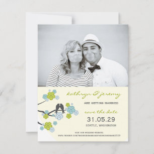 Cherry Blossoms Sakura Love Birds Save The Date Invitation