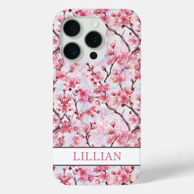Cherry Blossoms Sakura Monogrammed Case-Mate iPhone Case (Back)